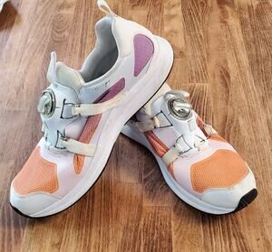Vtg. Puma Pink Orange Mesh Disc Athletic Sneaker Shoes Men's Size 10.5